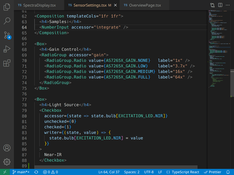 VSCode editor, UI markup for graphing dashboard